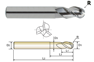 50 Deg Helix 2.5 Overall Length TiCN Monolayer Finish 0.3125 Shank Diameter YG-1 E5974 Carbide Ball Nose End Mill 2 Flutes 0.3125 Cutting Diameter 