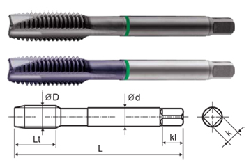M10 Size 1.5 Pitch YG-1 TH426 HSS-EX Spiral Point Combo Tap with Internal Coolant for Multi-Purpose Bright Finish M10 Size 1.5 Pitch YG-1 TH426 HSS-EX Spiral Point Combo Tap with Internal Coolant for Multi-Purpose Bright Finish