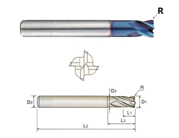 12.0 mm Stub Length 4 Flute High Feed YG-1 G854122 Carbide X5070 R2.0 Corner Radius End Mill 