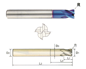 YG-1 93357 7.0 mm Carbide X-Power Ball Nose End Mill Long Length R3.5 Corner Radius 4 Flute YG-1 93357 7.0 mm Carbide X-Power Ball Nose End Mill Long Length R3.5 Corner Radius 4 Flute