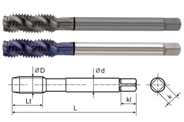 Spiral Flute Ground Threads High Speed Steel Kodiak USA Made 1/4-28 Tap Ground Threads High Speed Steel .255-Shank 1 Thread Length 2-1/2” Overall Length 3 Flute 
