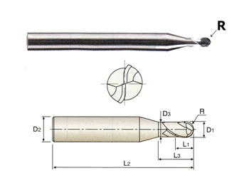 4-1/8 Length TiAlN-Futura Finish Regular Length 2 Flute 1-3/8 YG-1 41449CF HSSCo8 Ball Nose End Mill 4-1/8 Length TiAlN-Futura Finish Regular Length 2 Flute 1-3/8 YG-1 41449CF HSSCo8 Ball Nose End Mill